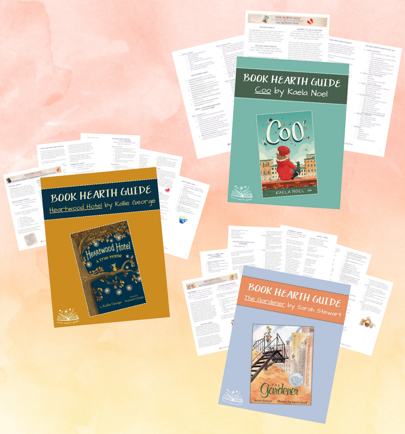 This is a mockup of 3 Book Hearth Guides for grades 1-4.